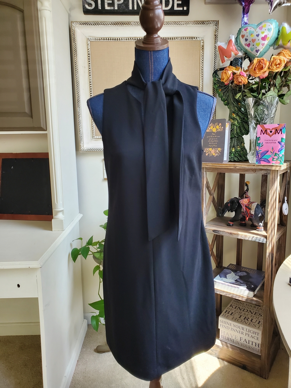 Sam Edelman Black Sleeveless Tie-Neck Mini Dress